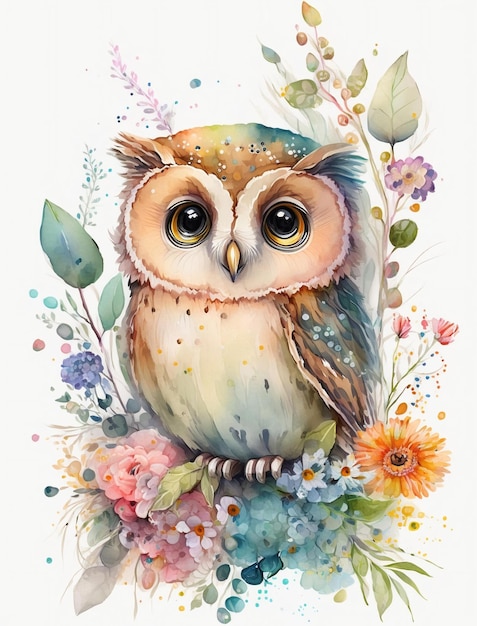 Illustration aquarelle de hibou