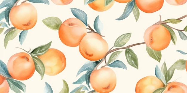 Illustration à l'aquarelle horizontale de fruits d'abricot biologiques frais