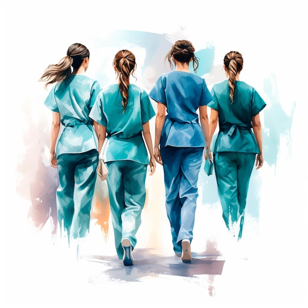 Illustration d'aquarelle d'infirmière Aquarelle médicale générative isolée par l'IA