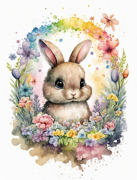 Illustration aquarelle de lapin