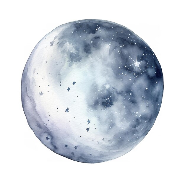 Photo illustration à l'aquarelle de la lune