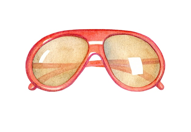 Illustration à l'aquarelle de lunettes de soleil roses rouges Travail fait à la main Isolé