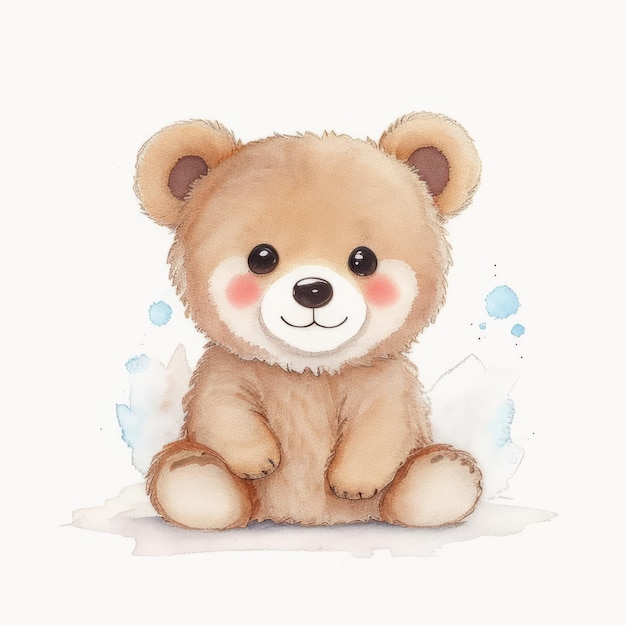 Une illustration à l'aquarelle d'un mignon petit ours
