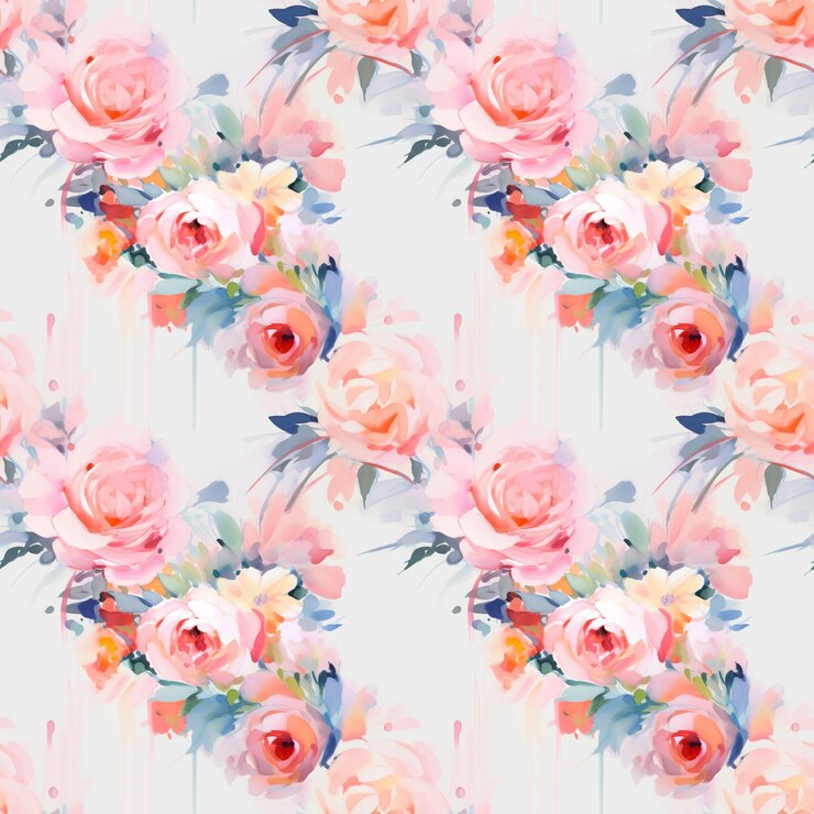 illustration à l'aquarelle d'un motif de fleurs répétitif sans couture