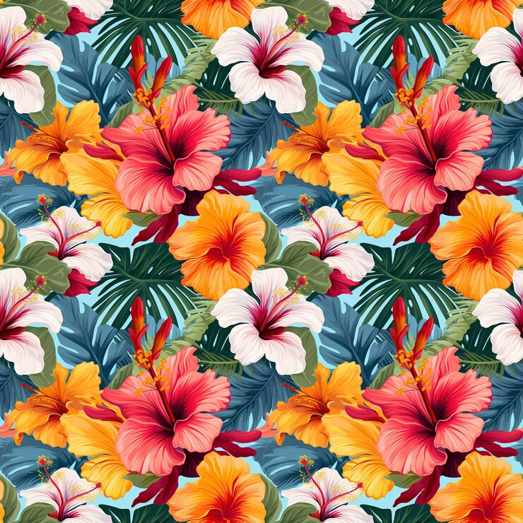 illustration à l'aquarelle d'un motif de fleurs tropicales motif répétitif sans couture