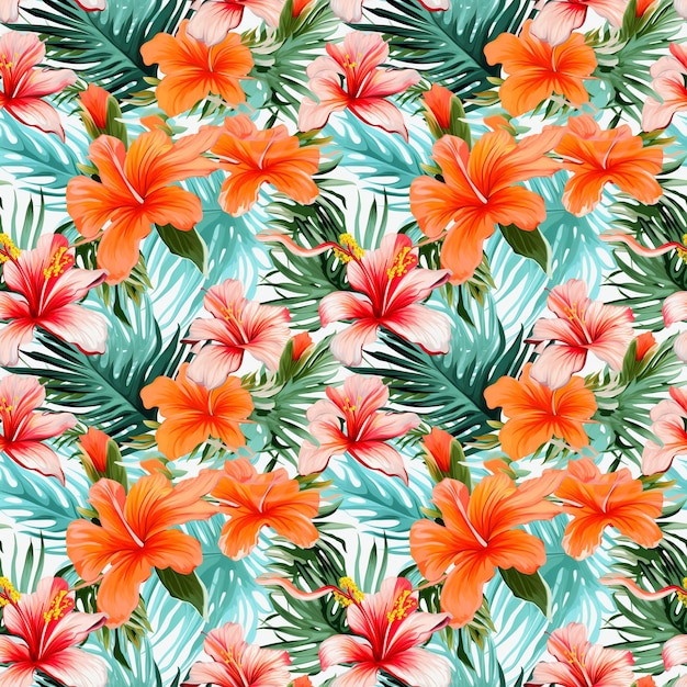 illustration à l'aquarelle d'un motif de fleurs tropicales motif répétitif sans couture