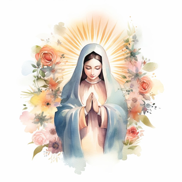 illustration de l’aquarelle Notre-Dame de Guadalupe Clipart prie