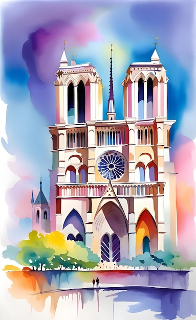 Illustration aquarelle de Notre-Dame