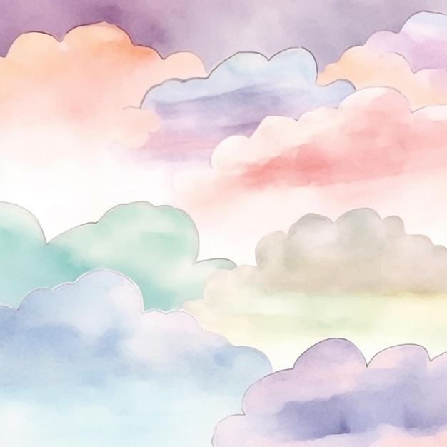 Illustration aquarelle de nuages dans le ciel