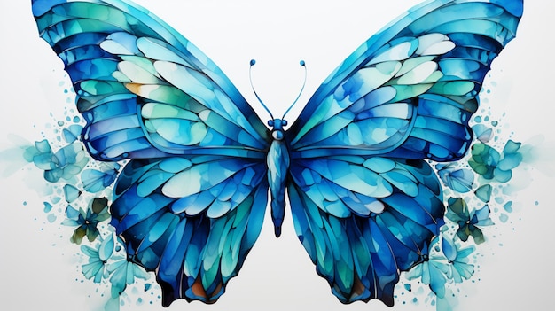 Illustration à l'aquarelle d'un papillon bleu