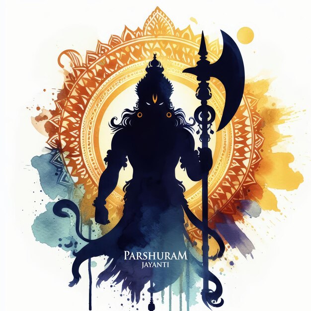 Photo illustration à l'aquarelle de parshuram jayanti avec le seigneur parshuram avec une hache