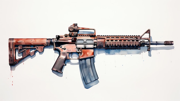 Illustration d'aquarelle de pistolet créée par l'IA artistique et frappante