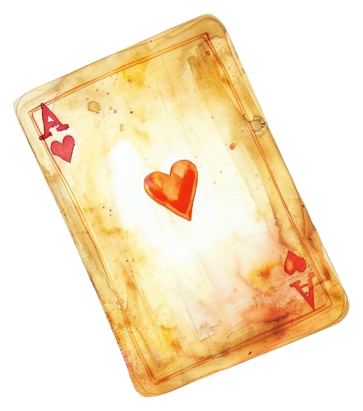 Photo illustration à l'aquarelle en png d'un jeu de cœur de cartes de jeu