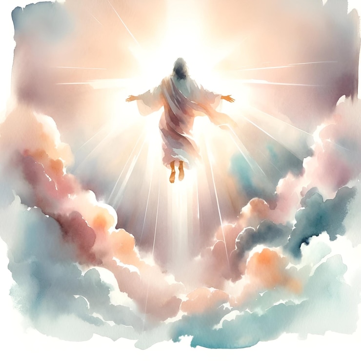 Illustration à l'aquarelle pour le jour de l'ascension de Jésus-Christ