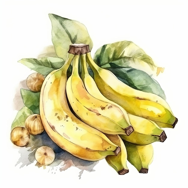 Illustration aquarelle de quelques bananes