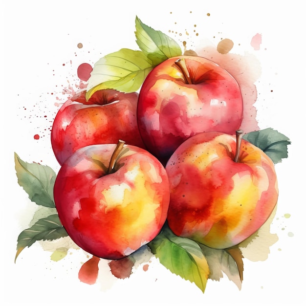 Illustration aquarelle de quelques pommes