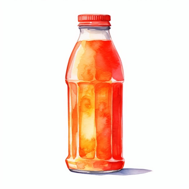 Photo illustration aquarelle réaliste de bouteille de jus d'orange