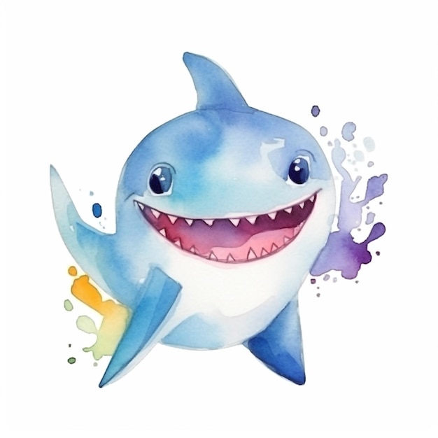 Illustration aquarelle d'un requin