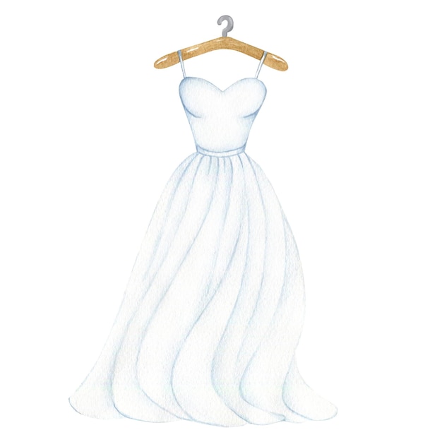 Illustration aquarelle d'une robe de mariée blanche