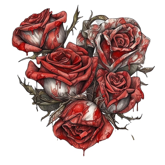 Illustration aquarelle de roses gothiques