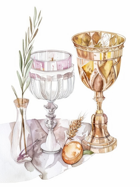 Photo l'illustration à l'aquarelle de la sainte communion par l'ia générative