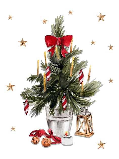 Illustration aquarelle de sapin de Noël