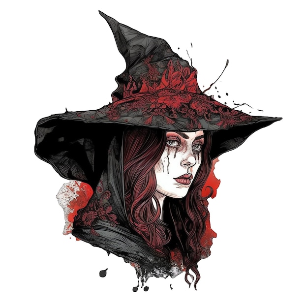Illustration aquarelle de sorcière gothique