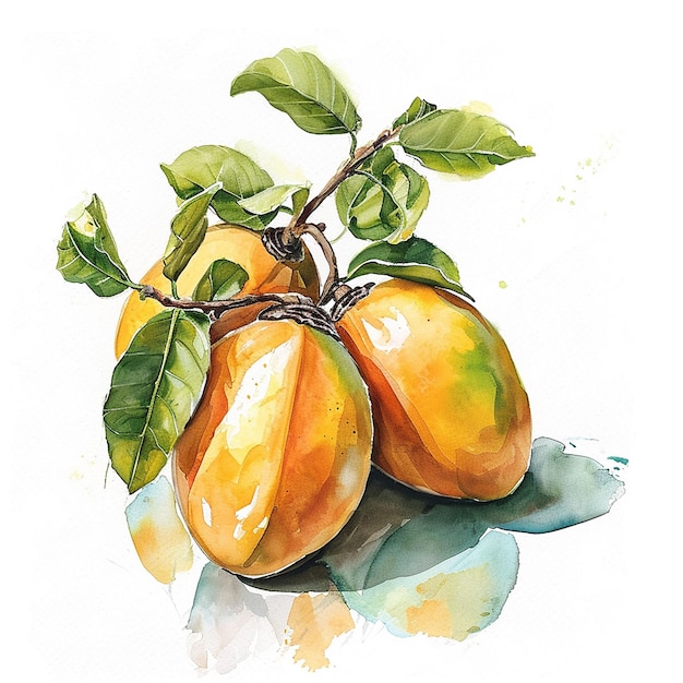 illustration à l'aquarelle de style dessin animé de fruit d'argana sur fond blanc