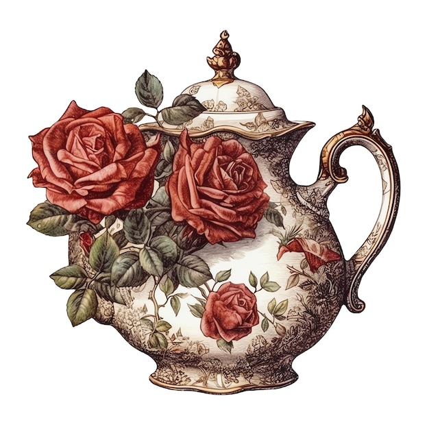 Photo illustration aquarelle de thé antique gothique