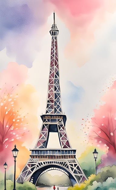 Illustration aquarelle de la Tour Eiffel