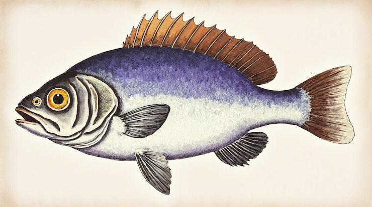 Photo illustration d'aquarelle vintage d'un poisson