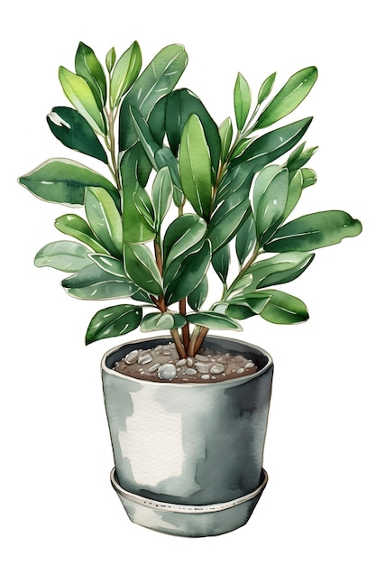 Illustration à l'aquarelle de Zanzibar Gem Plant pour un décor propre et simple AI générative