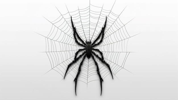 Illustration d'une araignée noire et d'une toile déchirée