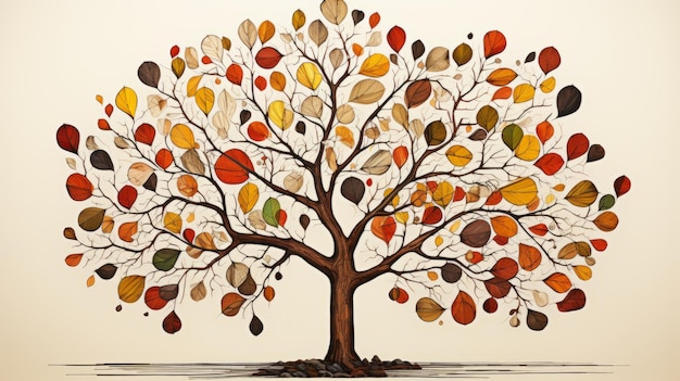 une illustration d'un arbre d'automne avec des feuilles