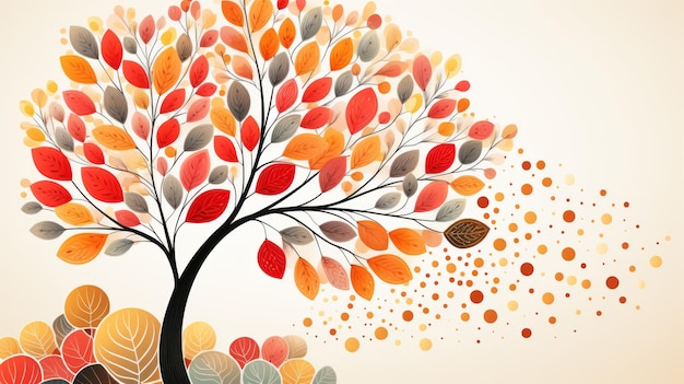 Une illustration d'un arbre aux feuilles colorées