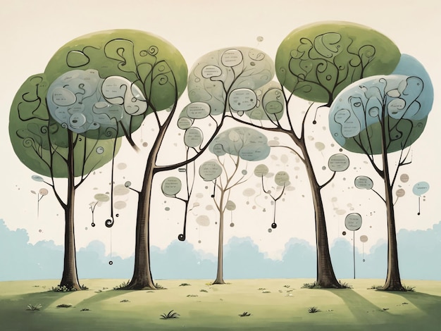 L'illustration des arbres qui parlent