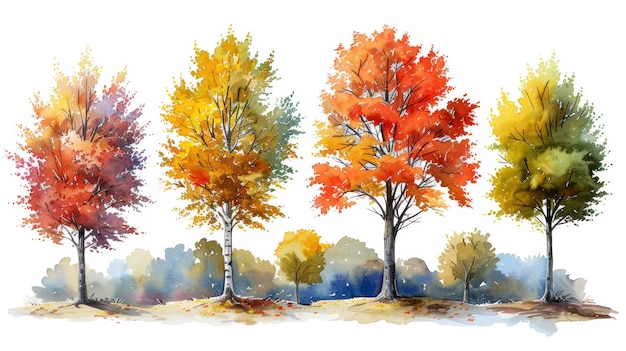 Une illustration d'arbres réalisée à l'aquarelle