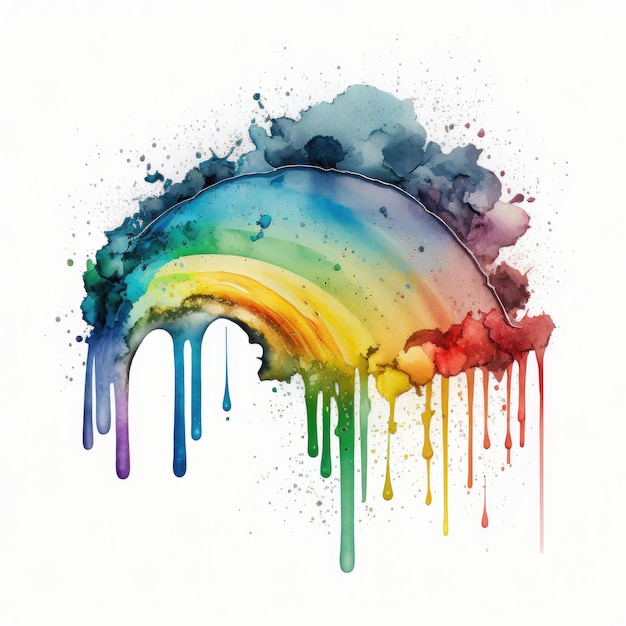 Illustration arc-en-ciel aquarelle AI générative