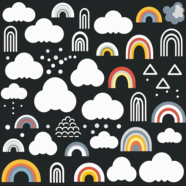 illustration d'un arc-en-ciel dans un motif de nuage