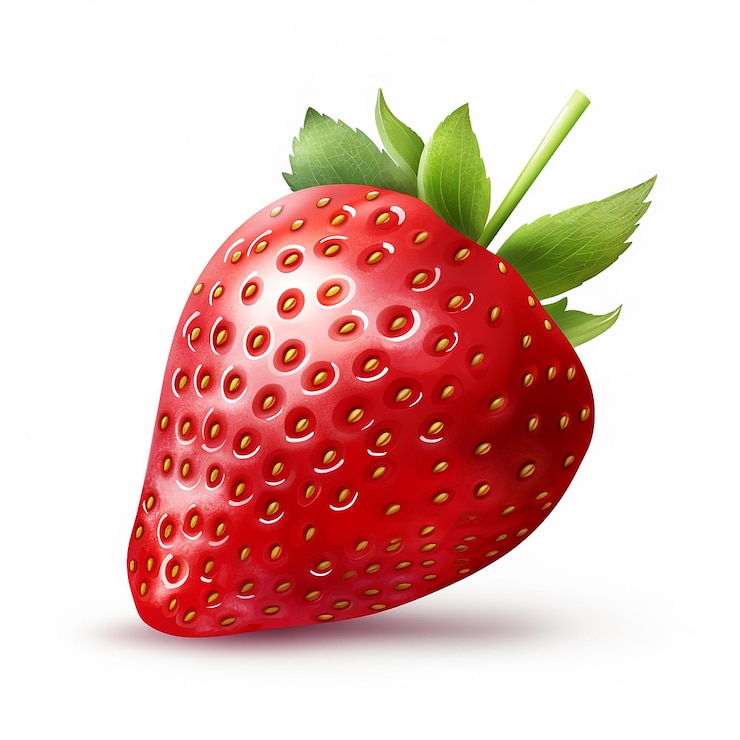 Photo illustration d'arrière-plan blanc isolé à la fraise rouge vivante