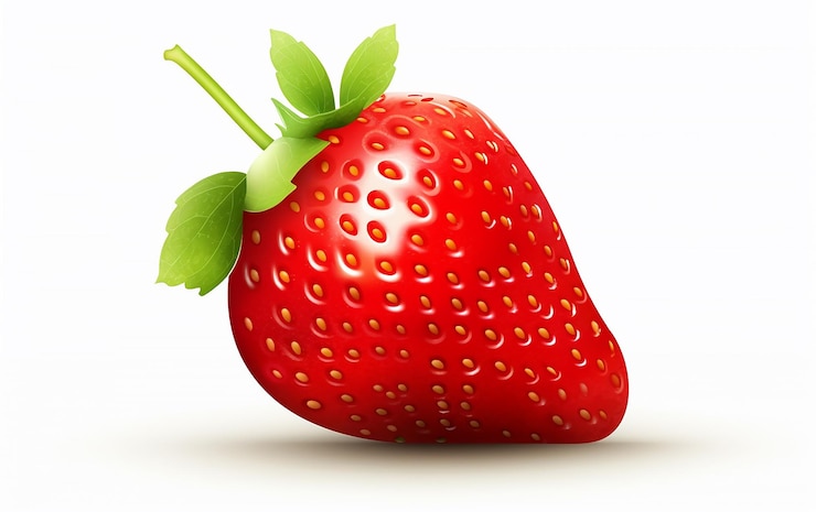Photo illustration d'arrière-plan blanc isolé à la fraise rouge vivante