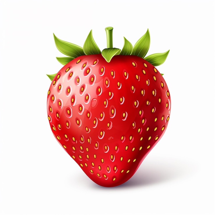 Photo illustration d'arrière-plan blanc isolé à la fraise rouge vivante