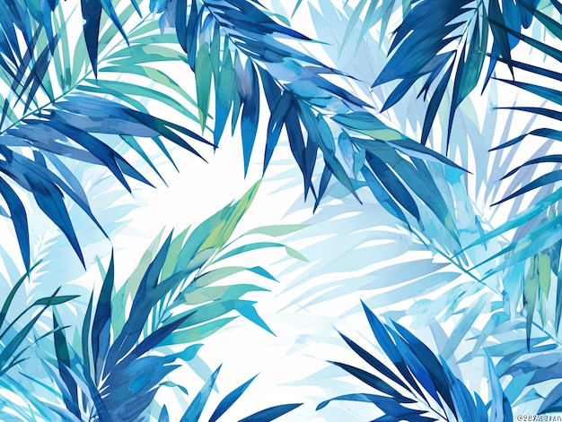 illustration Arrière-plan de la branche de palmier en bleu