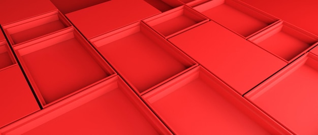 Illustration d'arrière-plan de rendu 3D abstrait espace conceptuel rouge géométrique pour la présentation de produits minimaux