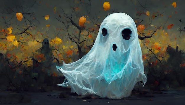 Illustration d'art conceptuel de fantôme d'halloween effrayant