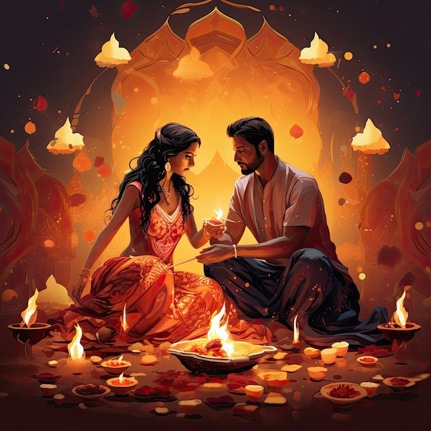 L'illustration de l'art de Diwali