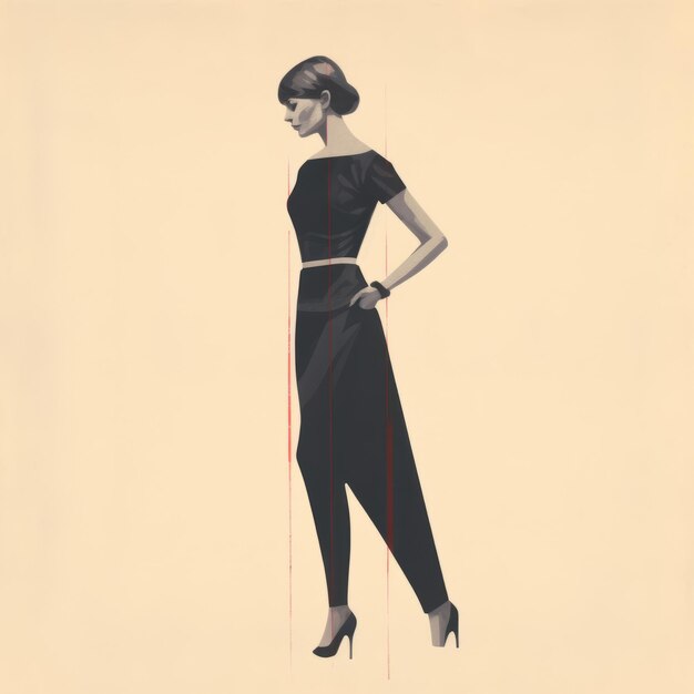 Photo illustration d'art féminin rétro minimaliste avec un look cinématographique vintage