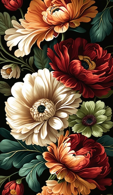 Illustration art fleur motif fondIA générative