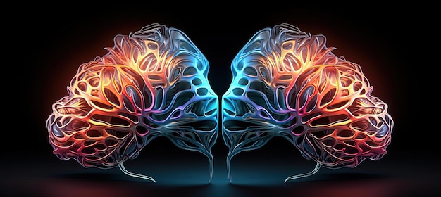 Photo illustration d'art fractal du cerveau dans le style du spectraliste