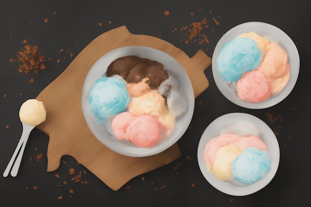 Illustration de l'art génératif de desserts délicieux et sucrés par AI